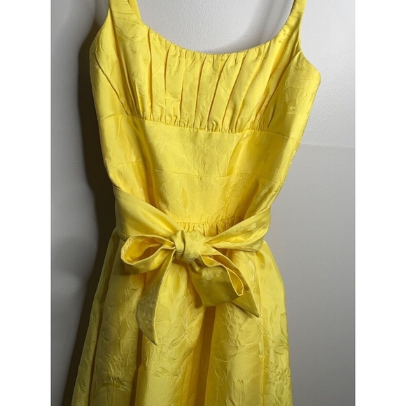 ML Monique Lhuillier Yellow Floral Jacquard A-Line Midi Dress - Picture 3 of 5